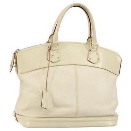 LOUIS VUITTON Handtasche Suhari Lockit MM Leder Weiß M91874 LV Auth BA6191 Weiß
