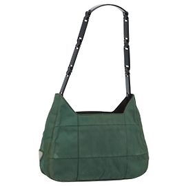 PRADA Bolsa de Hombro Acolchada de Nylon con Cadena Verde Auth mr1504 Verde