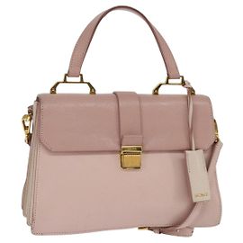 Miu Miu Hand Bag Leather 2way Pink Gold Auth 143829 Pink Golden