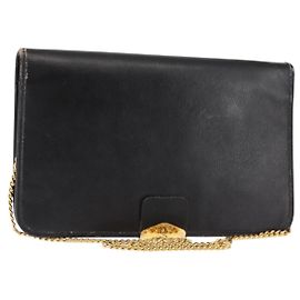 Borsa a spalla con catena in pelle nera Christian Dior Auth BA6823 Nero