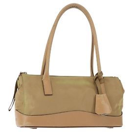 Sac à épaule PRADA en nylon cuir kaki argent authentique bs30008 Argenté Kaki