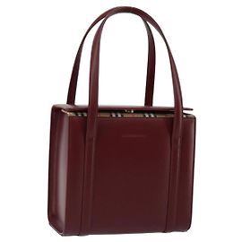Burberry Bolso de mano de cuero Burdeos Plata Auth sw1572 Plata Burdeos