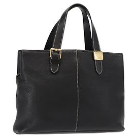 Autre Marque Burberrys Nova Check Tote Bag Leather Black Gold Auth bs30209 Black Golden
