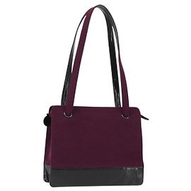 Chanel Sac Tote en Coton Violet Noir CC Auth bs30089 Noir Violet