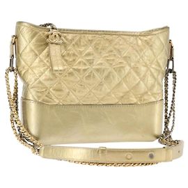 Borsa a Spalla CHANEL Pelle Oro Argento CC Auth 146160 Argento D'oro