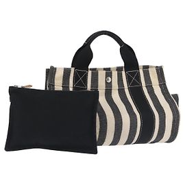 Hermès HERMES Cannes PM Borsa a Mano Tela Bianca Nera Auth hk3009 Nero Bianco