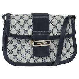 Gucci Borsa a Spalla GG Supreme PVC Blu Navy Oro Auth 150027 D'oro Blu navy