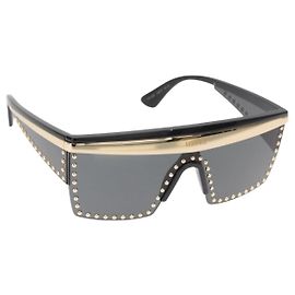 VERSACE Sunglasses plastic Black Gold Auth am9389V Black Golden