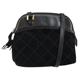 Borsa a Spalla Salvatore Ferragamo in Pelle Scamosciata Nera e Oro Auth BA7056 Nero D'oro