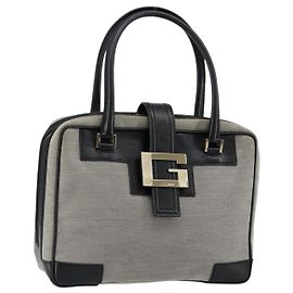 Bolsa de mão GUCCI em lona cinza dourado 001 5155 Auth BA7115 Marrom Dourado