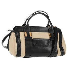 Chloé Bolsa de mão em couro Little Alice da Chloe 2 em 1 Bege Ouro Auth am9275 Bege Dourado