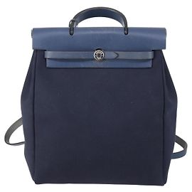 HERMES Her Line Herbag Ad Backpack Canvas Navy Silver Auth ep14037 Herbag Backpack | eBay main image 3