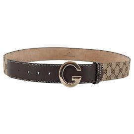 GUCCI GG Canvas Belt 33.5""-37.4"" Beige Auth bs29540 Beige