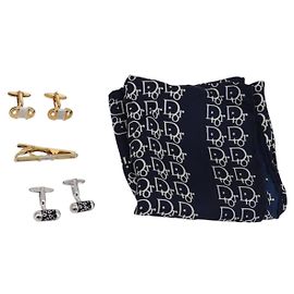 Christian Dior Cuffs metal 3Set Silver Gold Auth 143380 Silvery Golden