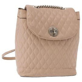 BALLY Backpack Leather Pink Silver Auth 148244 Silvery Pink