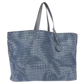 Autre Marque Bottega Veneta Intrecciato Transkriptionsmuster Tasche Nylon Blau Auth 147964 Silber Blau