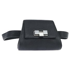 Autre Marque Taillentasche aus Leder Intrecciato Schwarz Silber Auth bs30383 Schwarz Silber