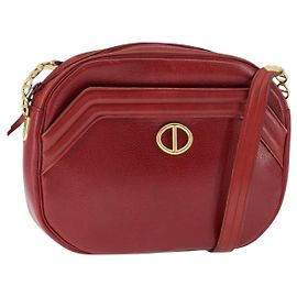 Sac à épaule Christian Dior en cuir rouge doré Auth 149151 Rouge Doré