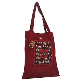 Miu Miu Folding Type Tote Bag Nylon Red Auth 111415V Red
