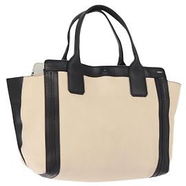 Chloé Sac à main Chloe Alison en cuir ivoire noir or Auth am9491 Noir Doré Écru