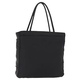 PRADA Tote Bag Nylon Black Silver Auth gh1067 Black Silvery