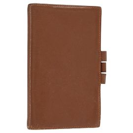 Hermès HERMES Day Planner Cover Leather Brown Orange Auth bs30416 Brown Orange