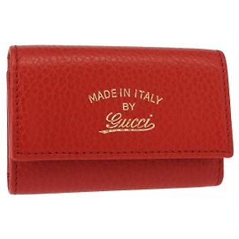 GUCCI Swing Key Case Leather Red 354499 Auth am9441V Red