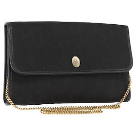 Bolsa de ombro em canvas Trotter Christian Dior preta e dourada Auth gh1096 Preto Dourado