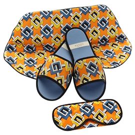 GUCCI Reise-Set Reisetasche Seide Orange Blau Auth 141722M Blau Orange