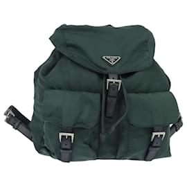 PRADA Backpack Nylon Khaki Silver Auth 121319 Silvery Khaki