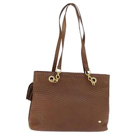 BALLY Sac Tote Cuir Marron Or Auth BA7304 Marron Doré