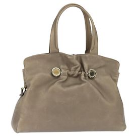 Bulgari Sac Tote en Cuir Champagne Or Auth bs30583 Doré
