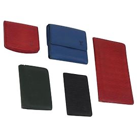 PORTefeuille Epi LOUIS VUITTON 5Set Bleu Rouge Vert LV Auth 145820 Rouge Bleu Vert