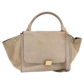 Céline Borsa Trapeze in pelle 2 in 1 beige oro Auth bs30311 Beige D'oro