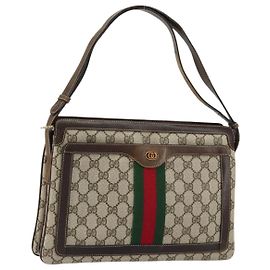 Borsa Gucci GG Supreme Web Sherry Line in PVC beige e oro 14 01 4085 Auth 151002 Beige D'oro