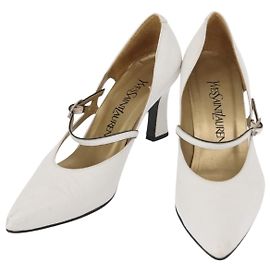 Salvatore Ferragamo Pumps Schuhe Leder 35 Weiß Auth am9795 Weiß