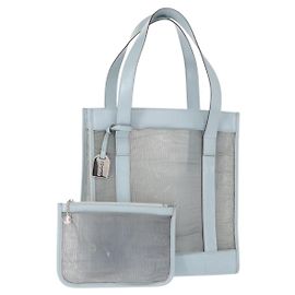 Borsa a mano in rete GUCCI in nylon azzurro chiaro argento Auth mr1557 Argento Blu chiaro