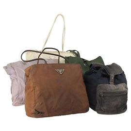 Bolsa Tote PRADA em nylon camurça 5Set marrom caqui bege Auth bs30294 Marrom Bege Caqui