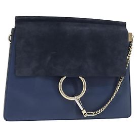 Chloé Chloe Fay Clutch Bag Leather Navy Auth 150049 Navy blue