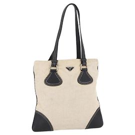 PRADA Handtasche aus Canvas Beige Silber Authentisch 147009 Silber Beige