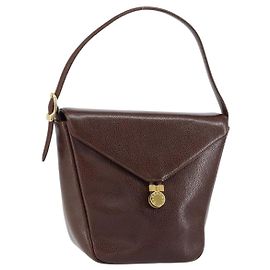 Borsa a spalla GIVENCHY in pelle embossata marrone scuro oro Auth am9398 D'oro Marrone scuro