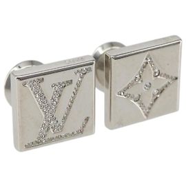 LOUIS VUITTON Gemelos Stratos Cuffs metal Plata M68252 Auth BA7567 Plata