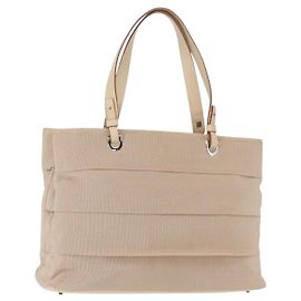 Borsa a mano Gancini in nylon beige e argento di Salvatore Ferragamo Auth ep11986 Argento Beige