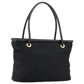 Céline Bolsa Tote CELINE em nylon e couro preto dourado Auth ep11537 Preto Dourado