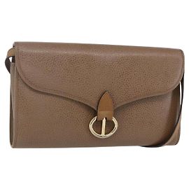 Bolsa de Ombro Christian Dior em Couro Marrom Dourado Auth 152886 Marrom Dourado