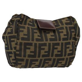 FENDI Zucca Canvas Clutch Tasche Schwarz Braun Auth SW1796 Braun Schwarz