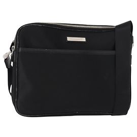 BURBERRY Shoulder Bag Nylon Black Silver Auth ka086 Black Silvery