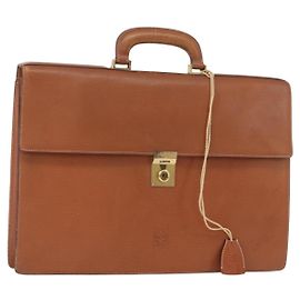 LOEWE Pasta Anagrama Couro Verde Ouro Auth bs30318 Dourado Verde