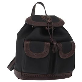 LOEWE Backpack Canvas PVC Black Gold Auth 150809 Black Golden