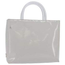 PRADA Handtasche Emaille Grau Auth 148279 Braun